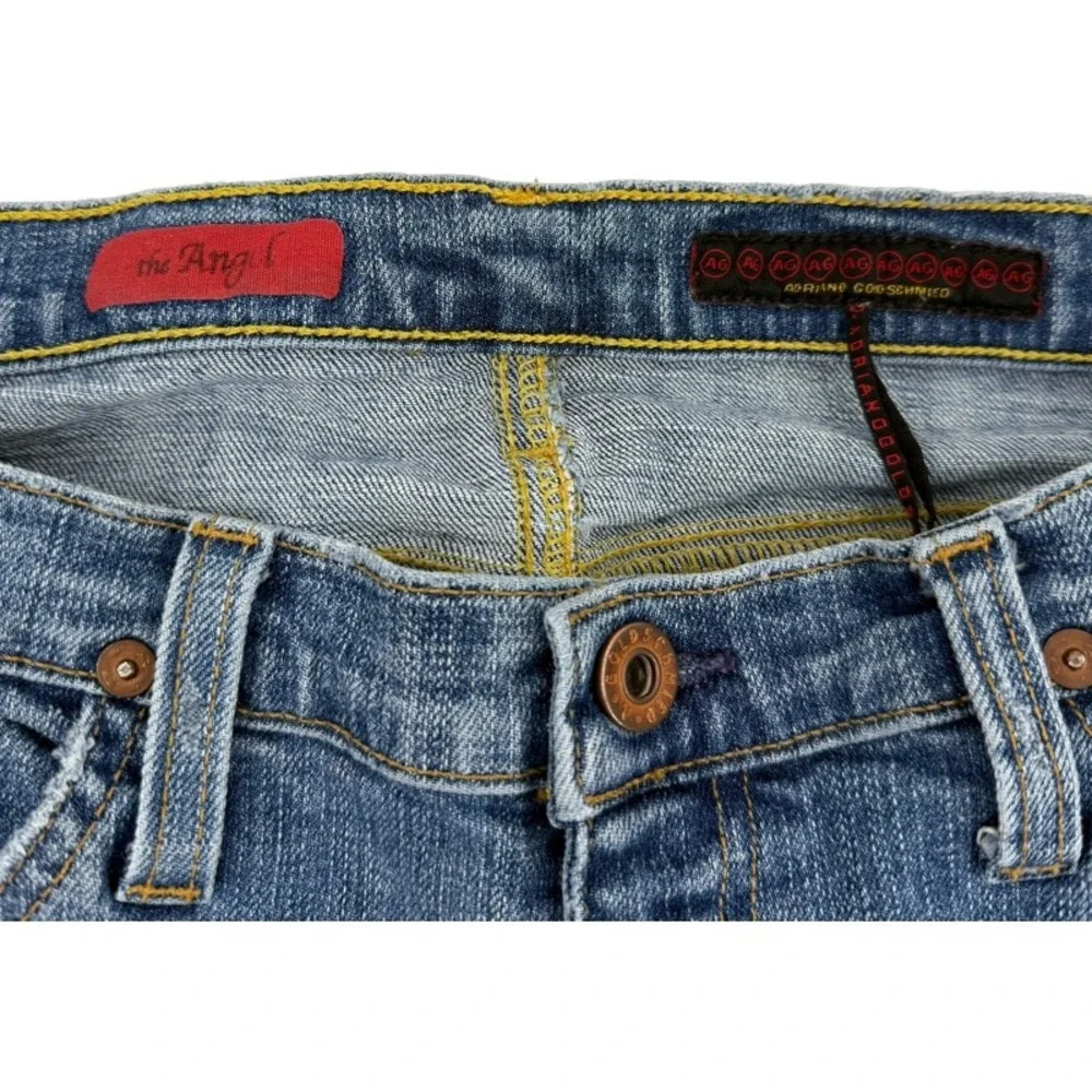 AG ADRIANO GOLDSCHMIED The Angel Denim‎ Shorts Medium Wash Raw Hem 28 Bermuda